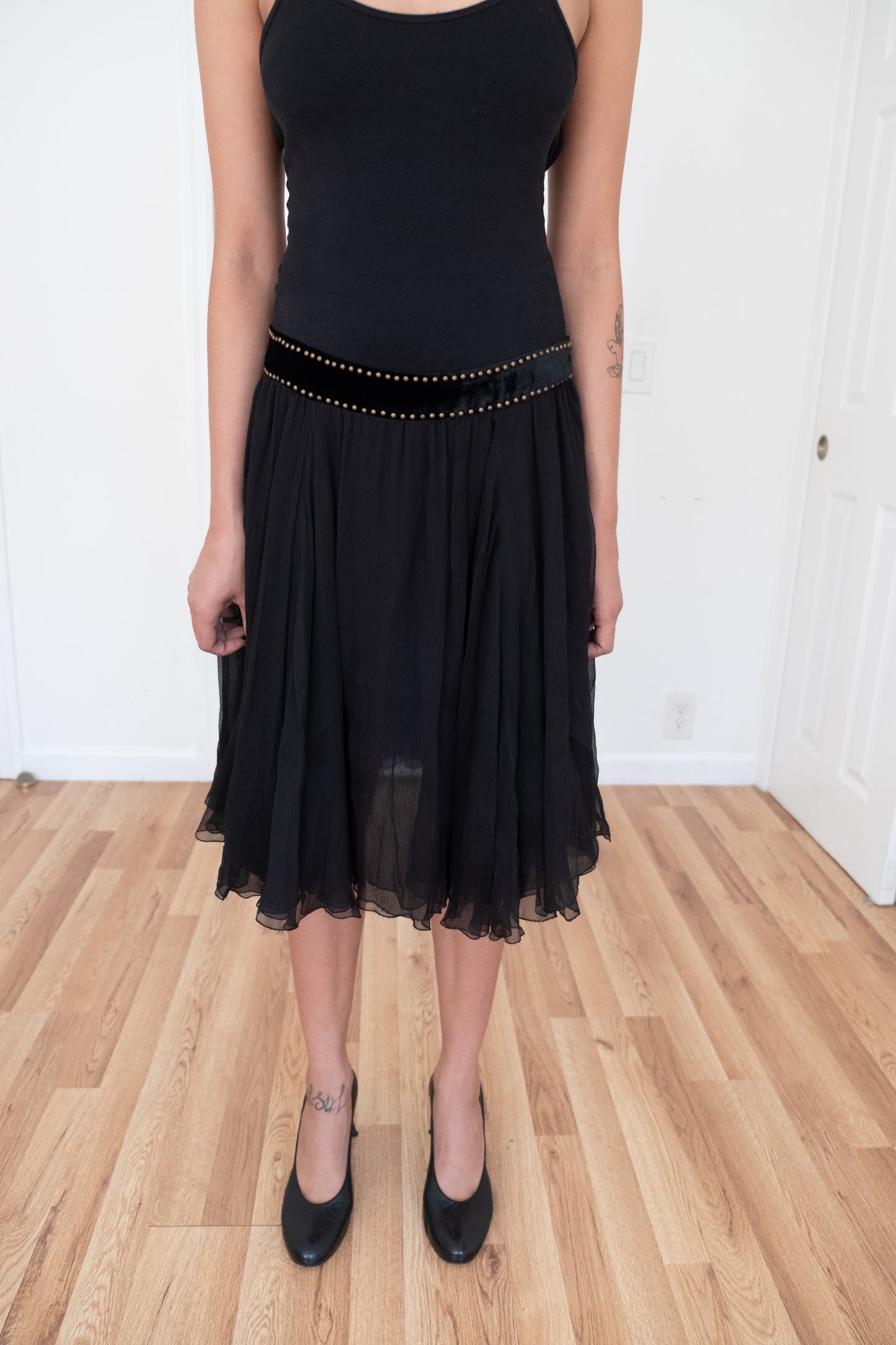 BARBARA BUI | SHEER STUDDED WAIST SKIRT