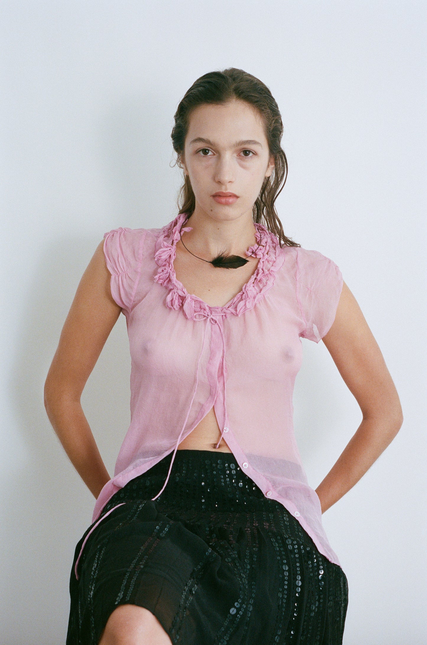 ELIE TAHARI | SHEER PETAL BLOUSE