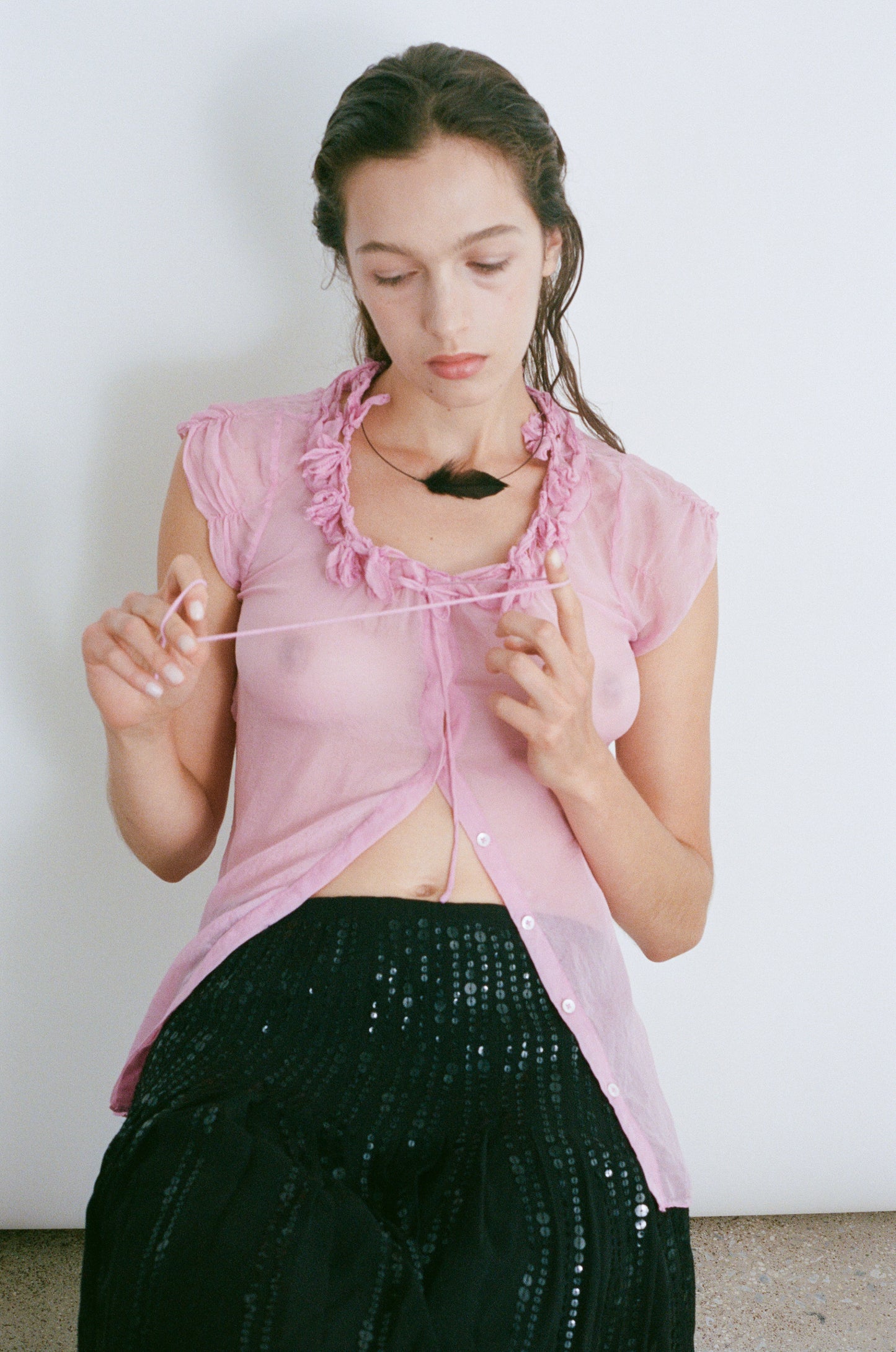 ELIE TAHARI | SHEER PETAL BLOUSE