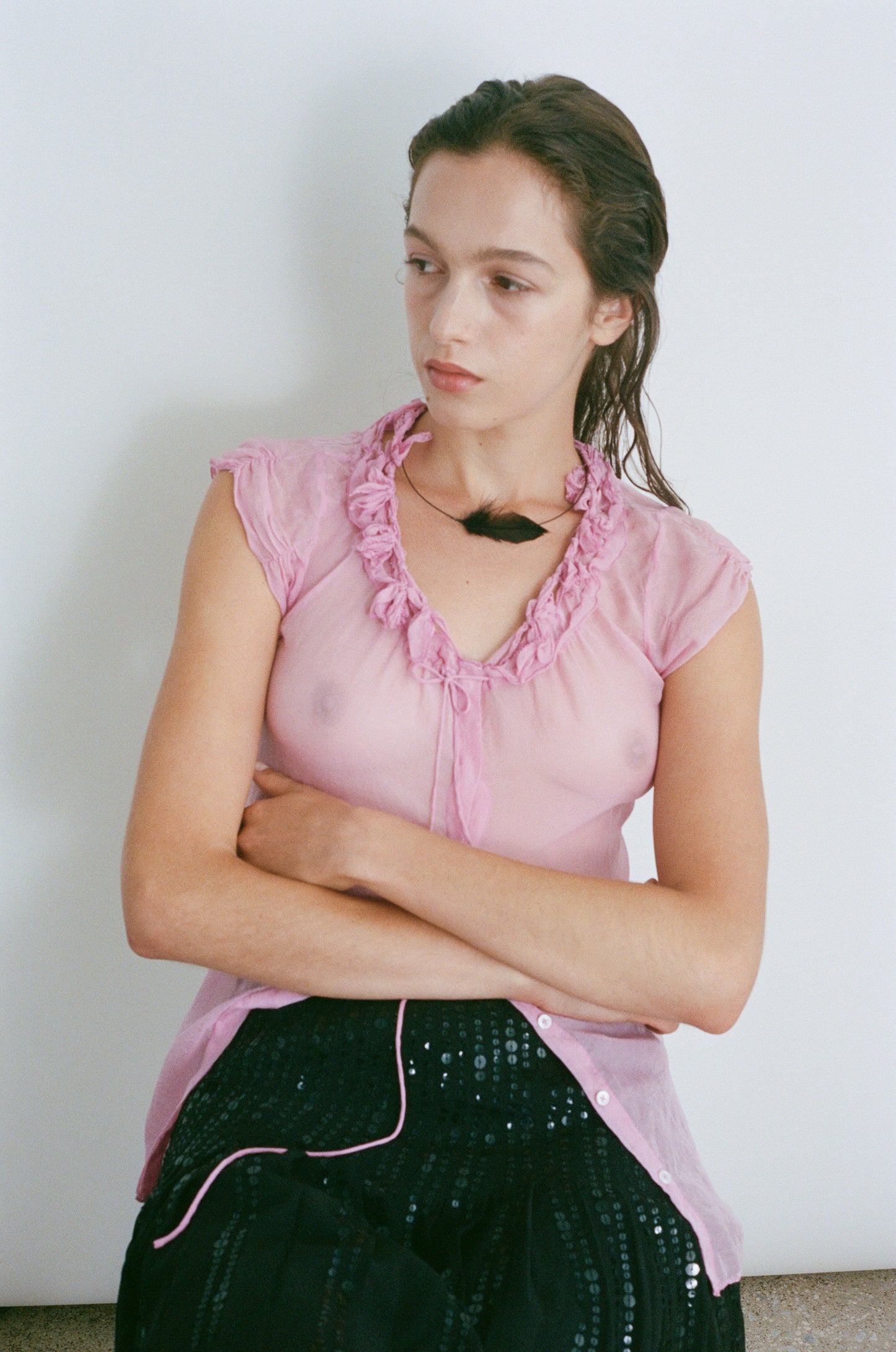 ELIE TAHARI | SHEER PETAL BLOUSE