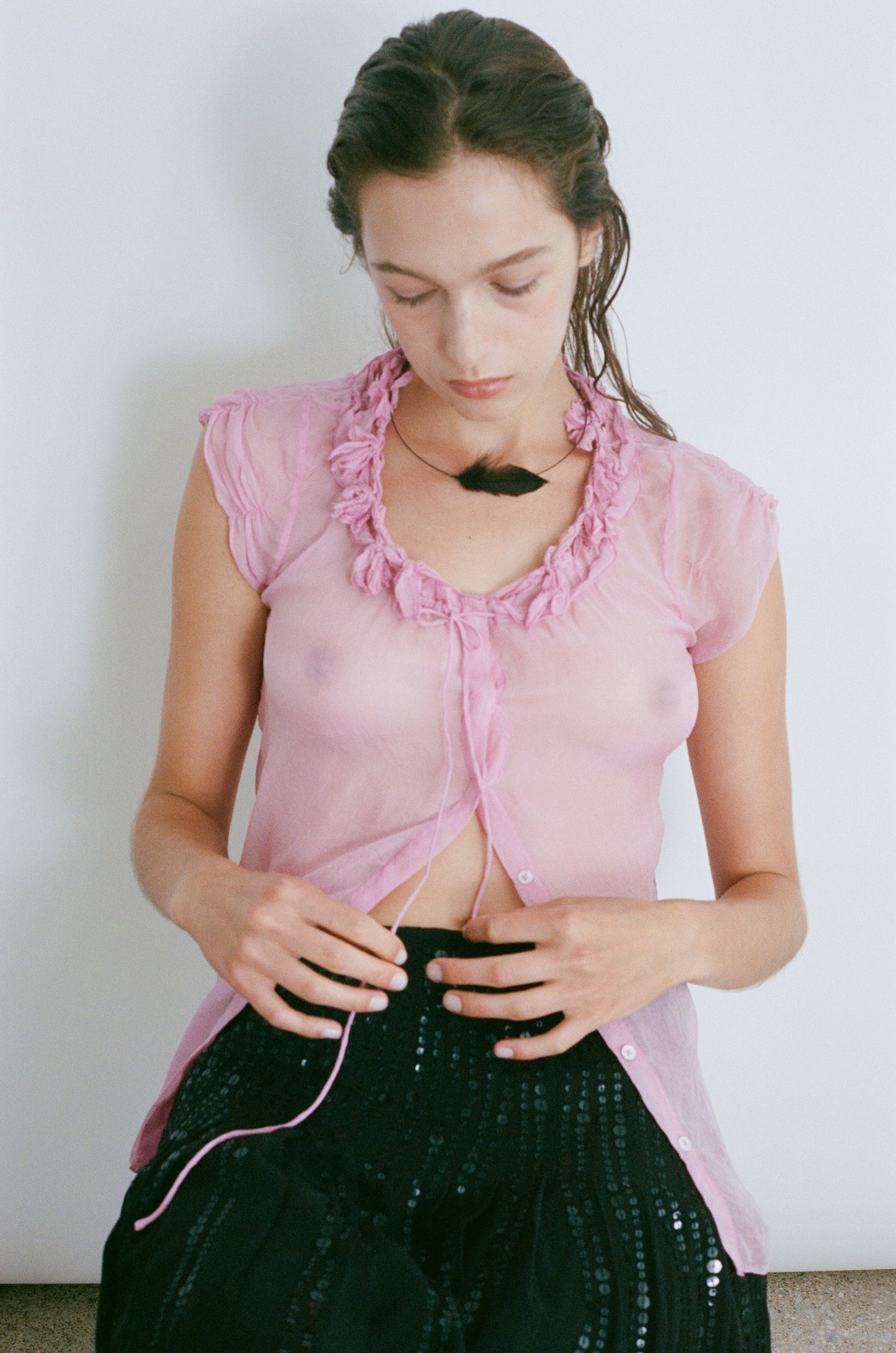 ELIE TAHARI | SHEER PETAL BLOUSE