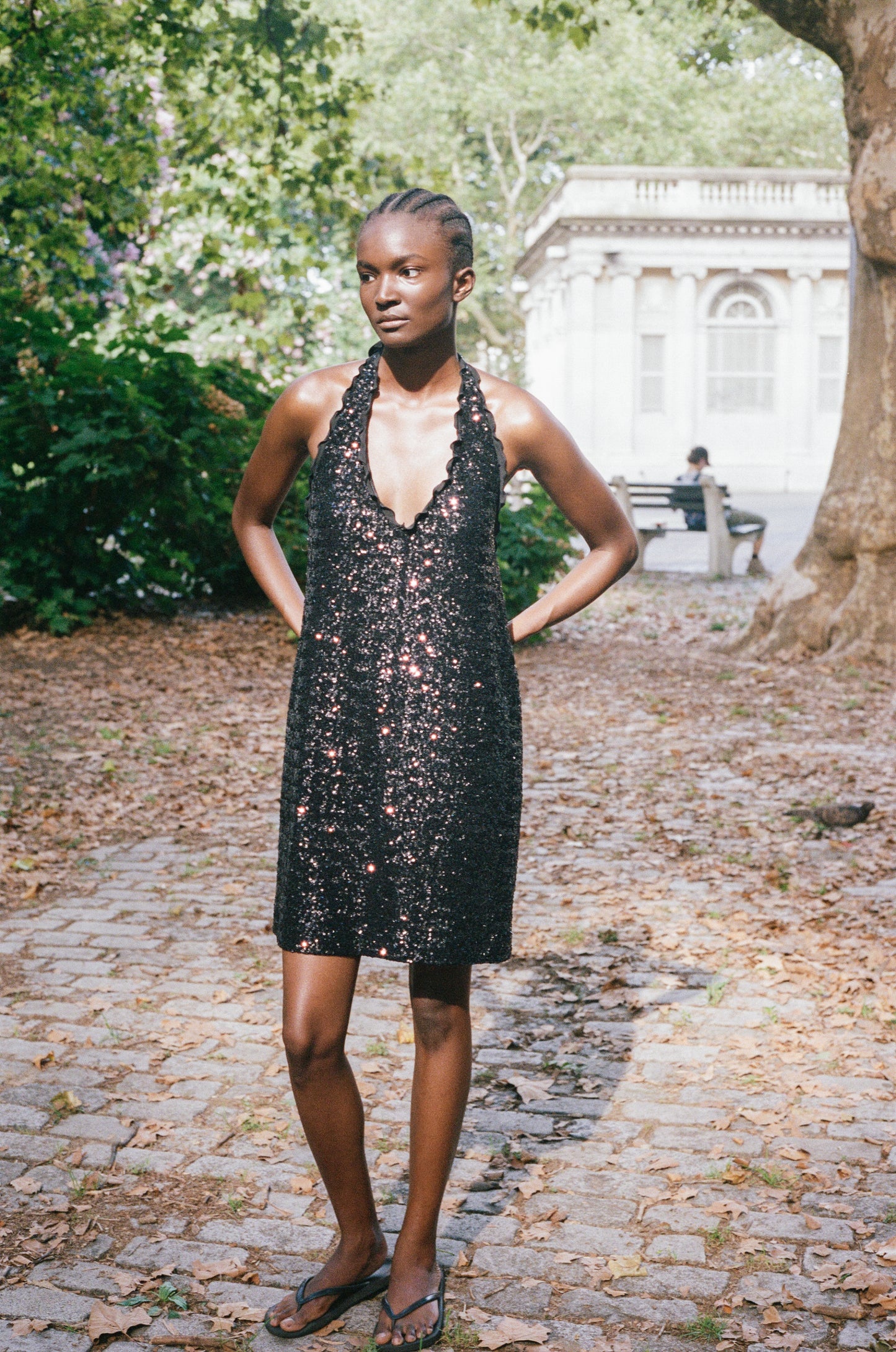 ALBERTA FERRETTI | SEQUINS HALTER DRESS