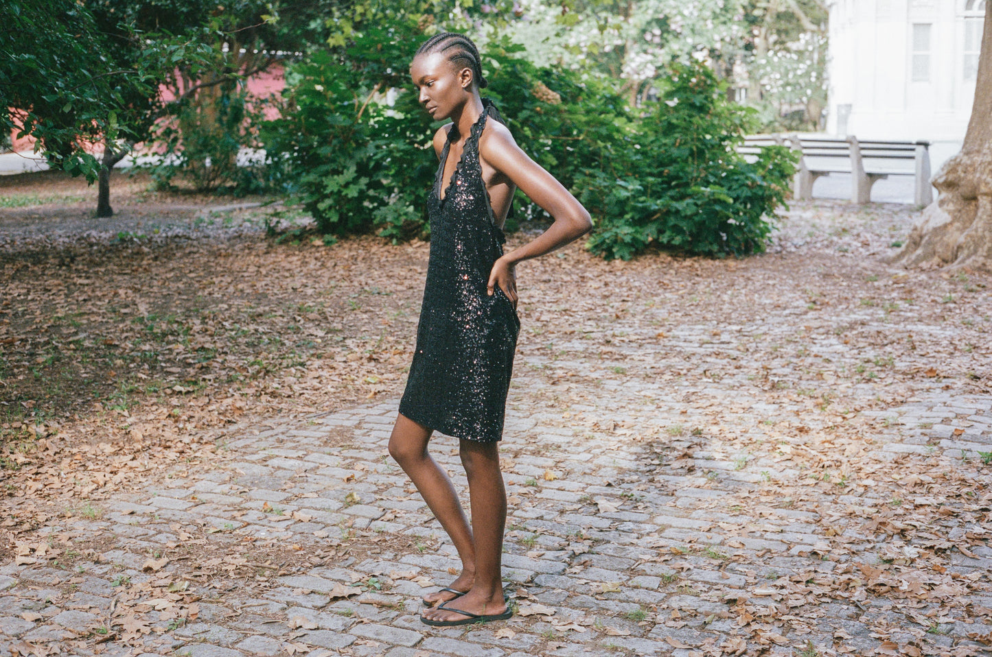 ALBERTA FERRETTI | SEQUINS HALTER DRESS