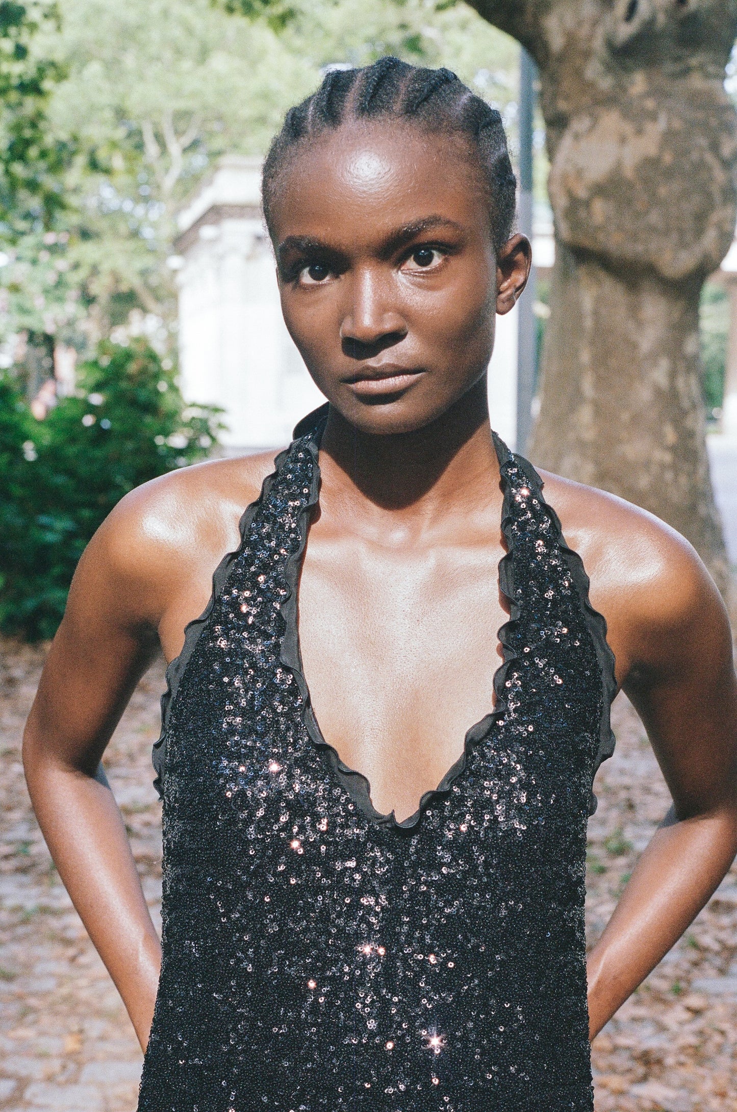 ALBERTA FERRETTI | SEQUINS HALTER DRESS