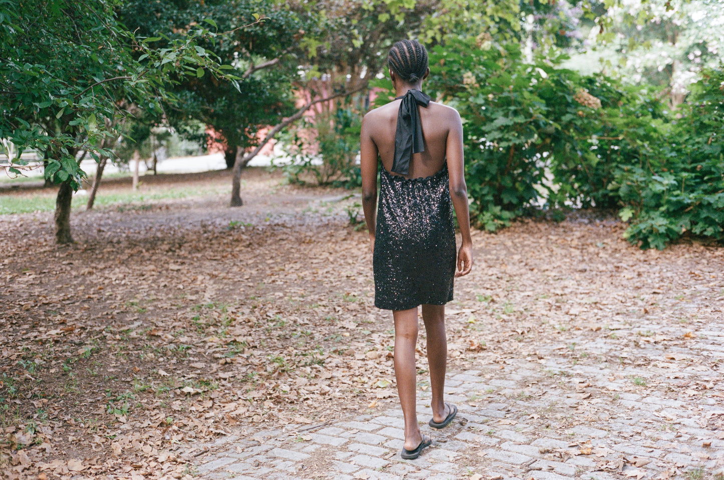 ALBERTA FERRETTI | SEQUINS HALTER DRESS