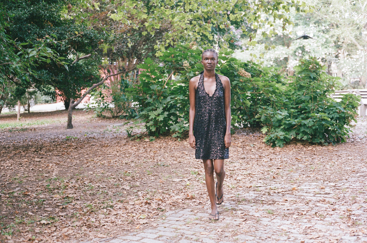 ALBERTA FERRETTI | SEQUINS HALTER DRESS