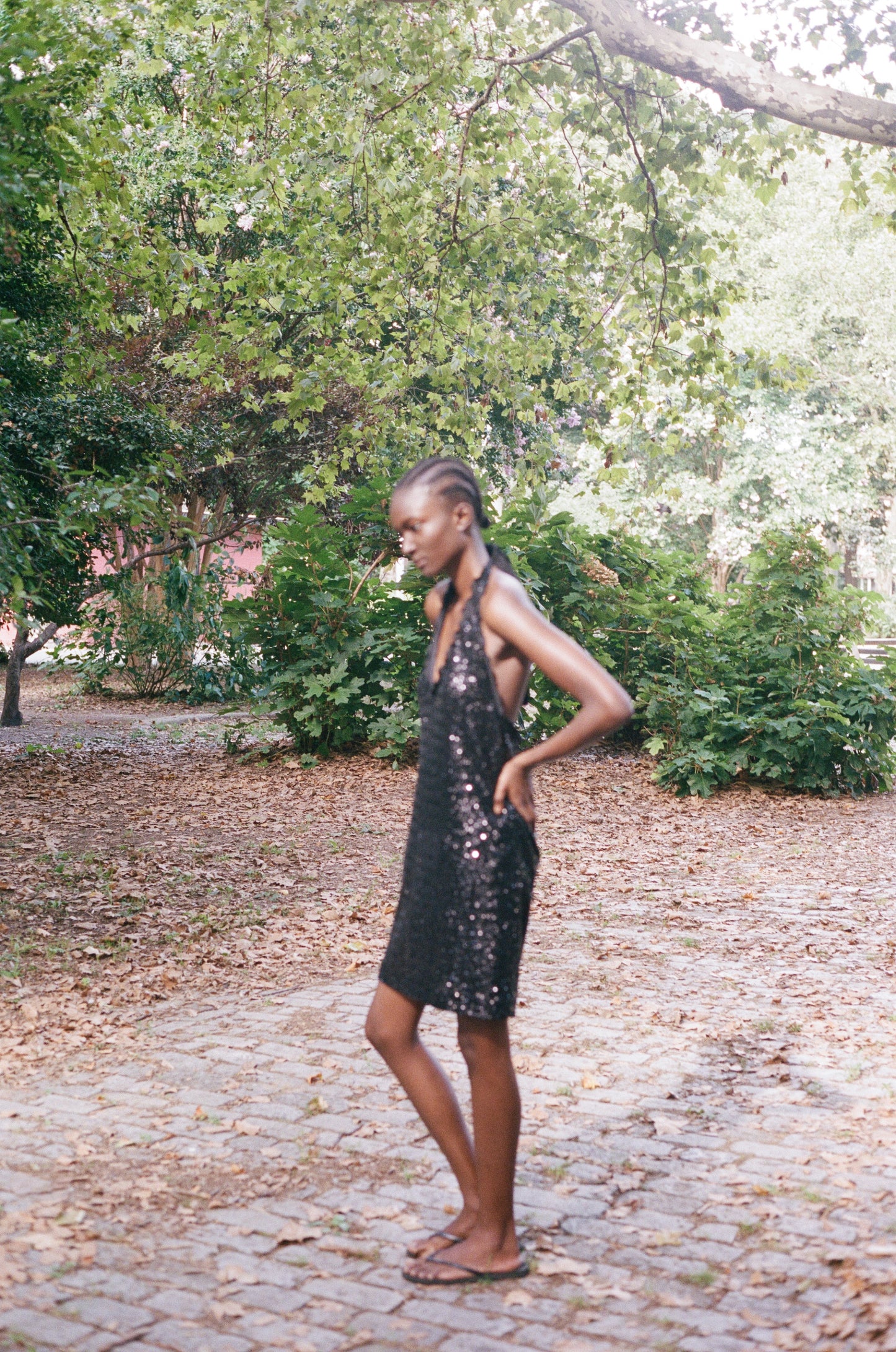 ALBERTA FERRETTI | SEQUINS HALTER DRESS