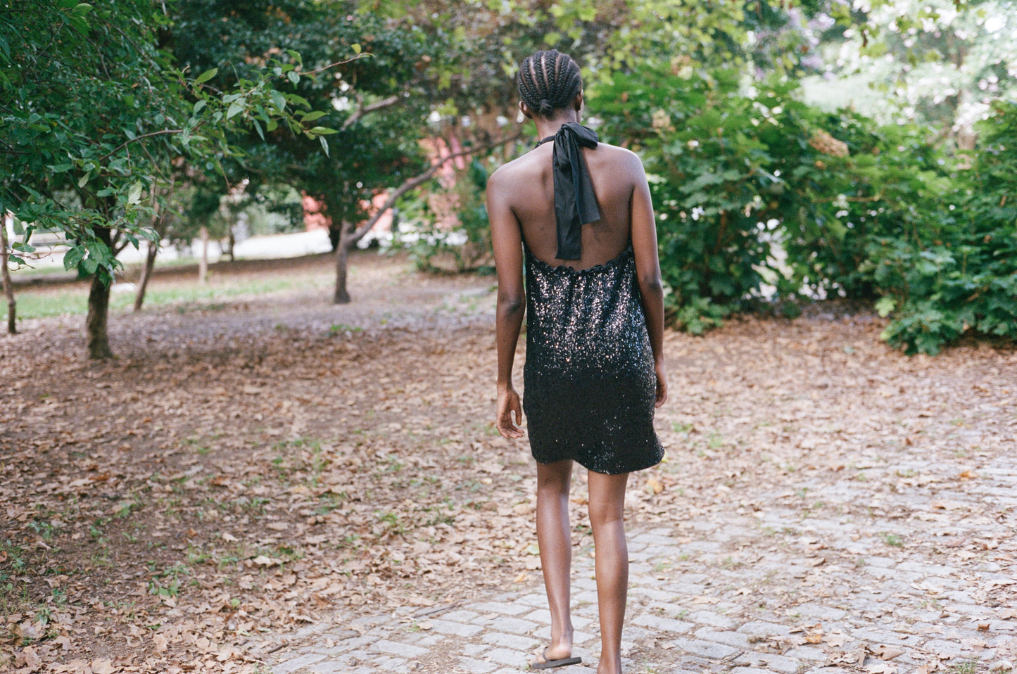 ALBERTA FERRETTI | SEQUINS HALTER DRESS