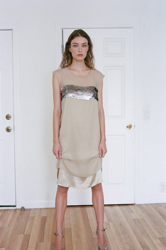 PORTS 1961 | SEQUINS SILK SLIP DRESS