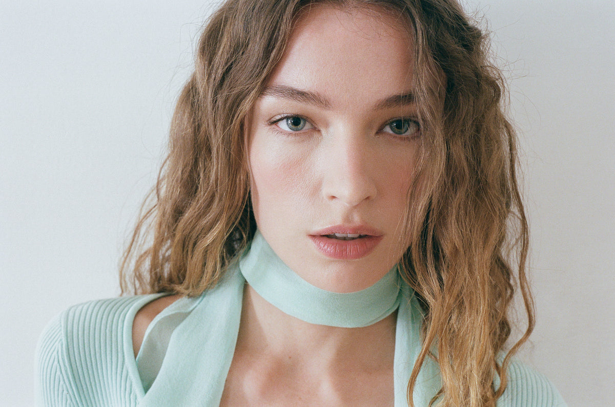 ROCHAS PARIS | MINT GREEN KNIT WITH SILK SCARF