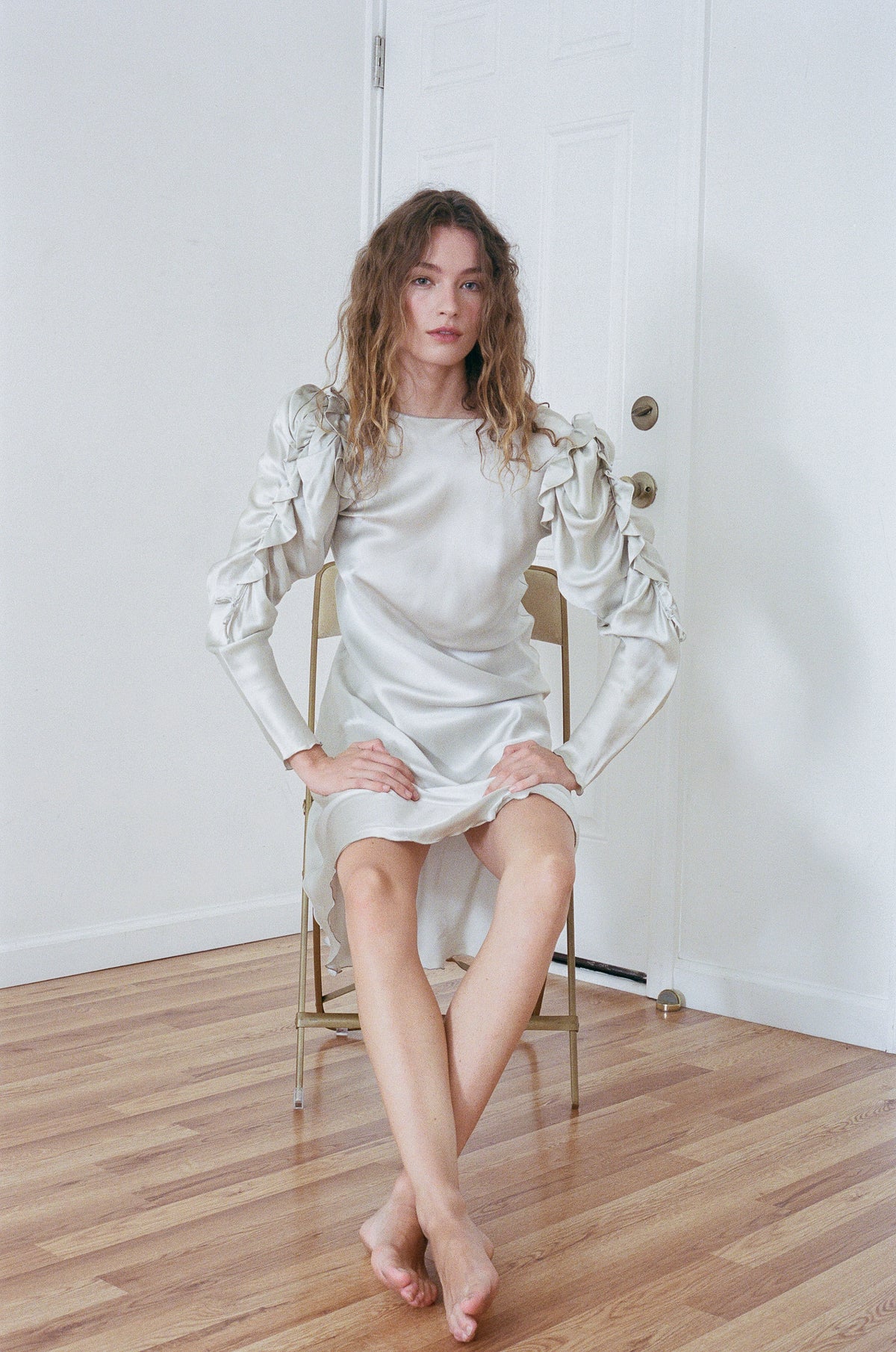 CACHE | SILK PUFF SLEEVE DRESS