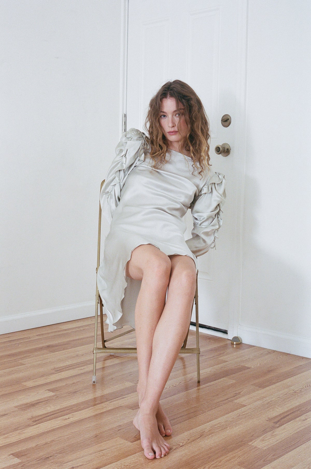 CACHE | SILK PUFF SLEEVE DRESS