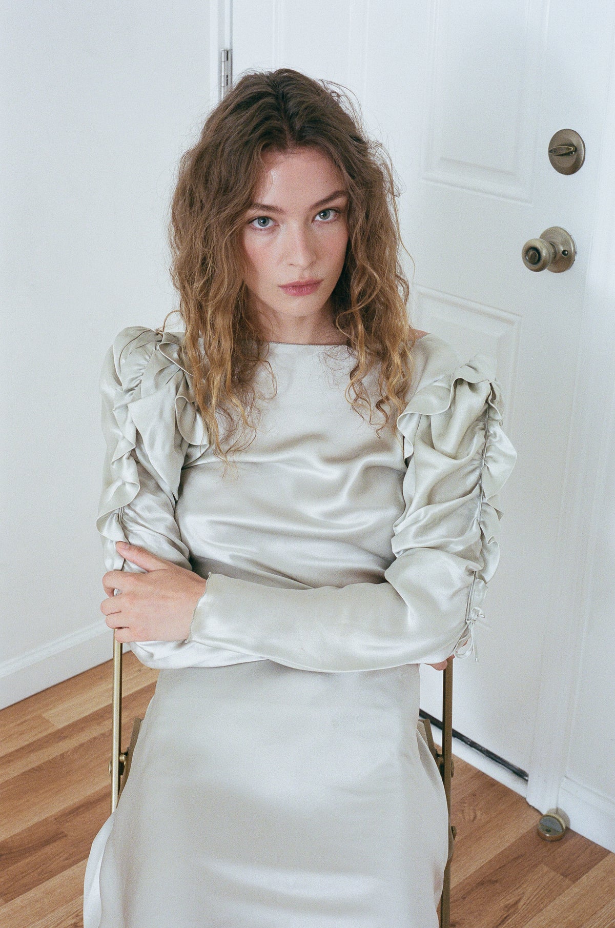 CACHE | SILK PUFF SLEEVE DRESS