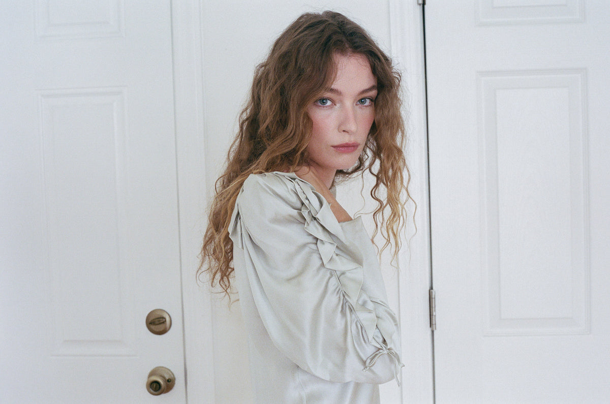 CACHE | SILK PUFF SLEEVE DRESS
