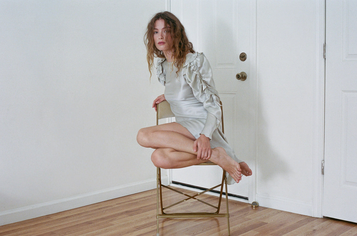 CACHE | SILK PUFF SLEEVE DRESS