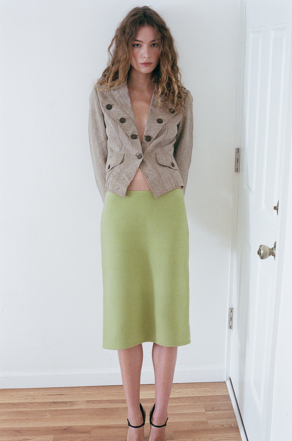 PORTS 1961 | LIME WOOL SKIRT