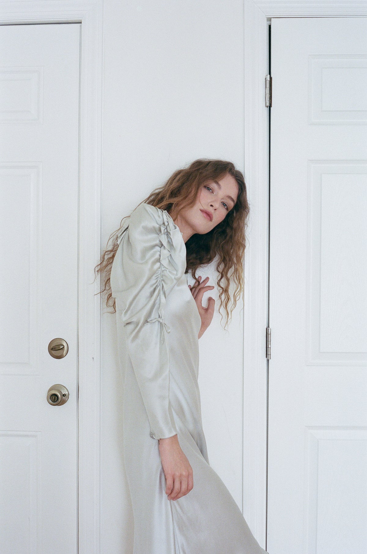 CACHE | SILK PUFF SLEEVE DRESS