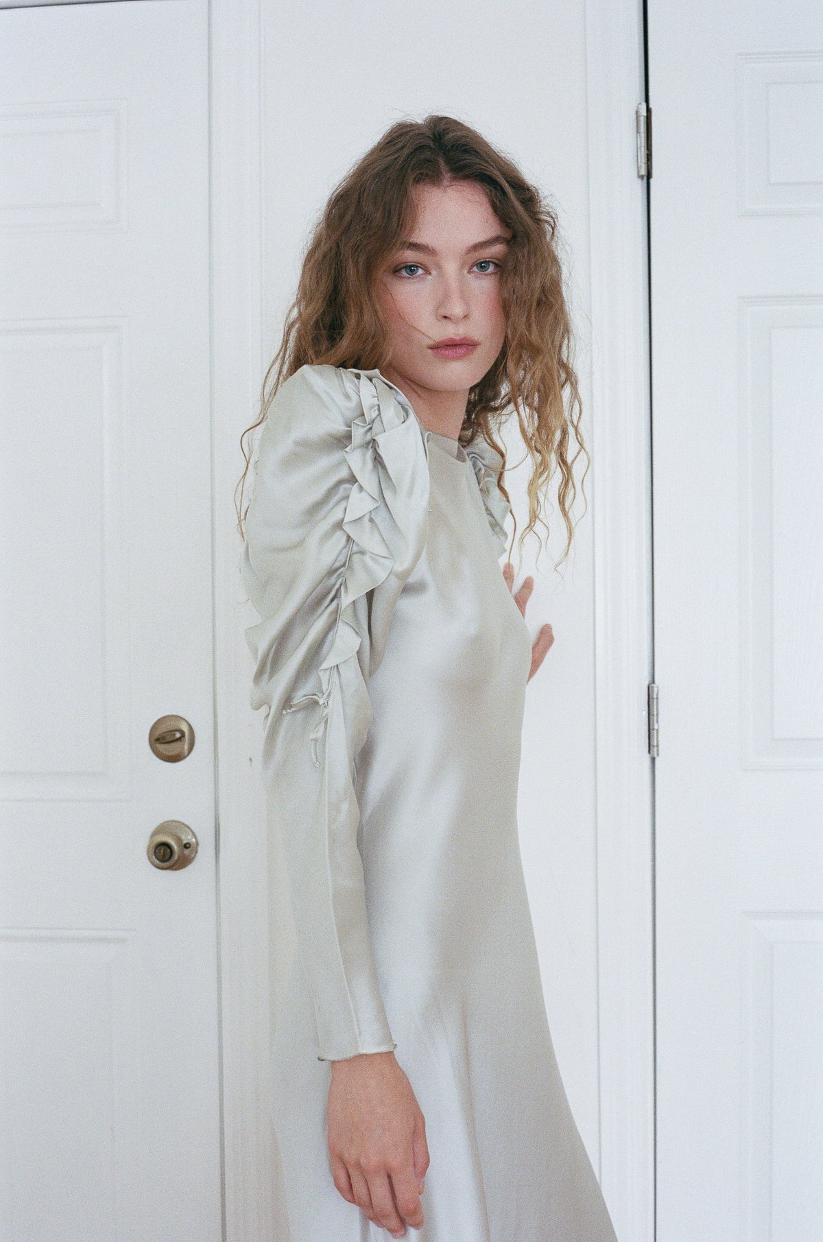 CACHE | SILK PUFF SLEEVE DRESS