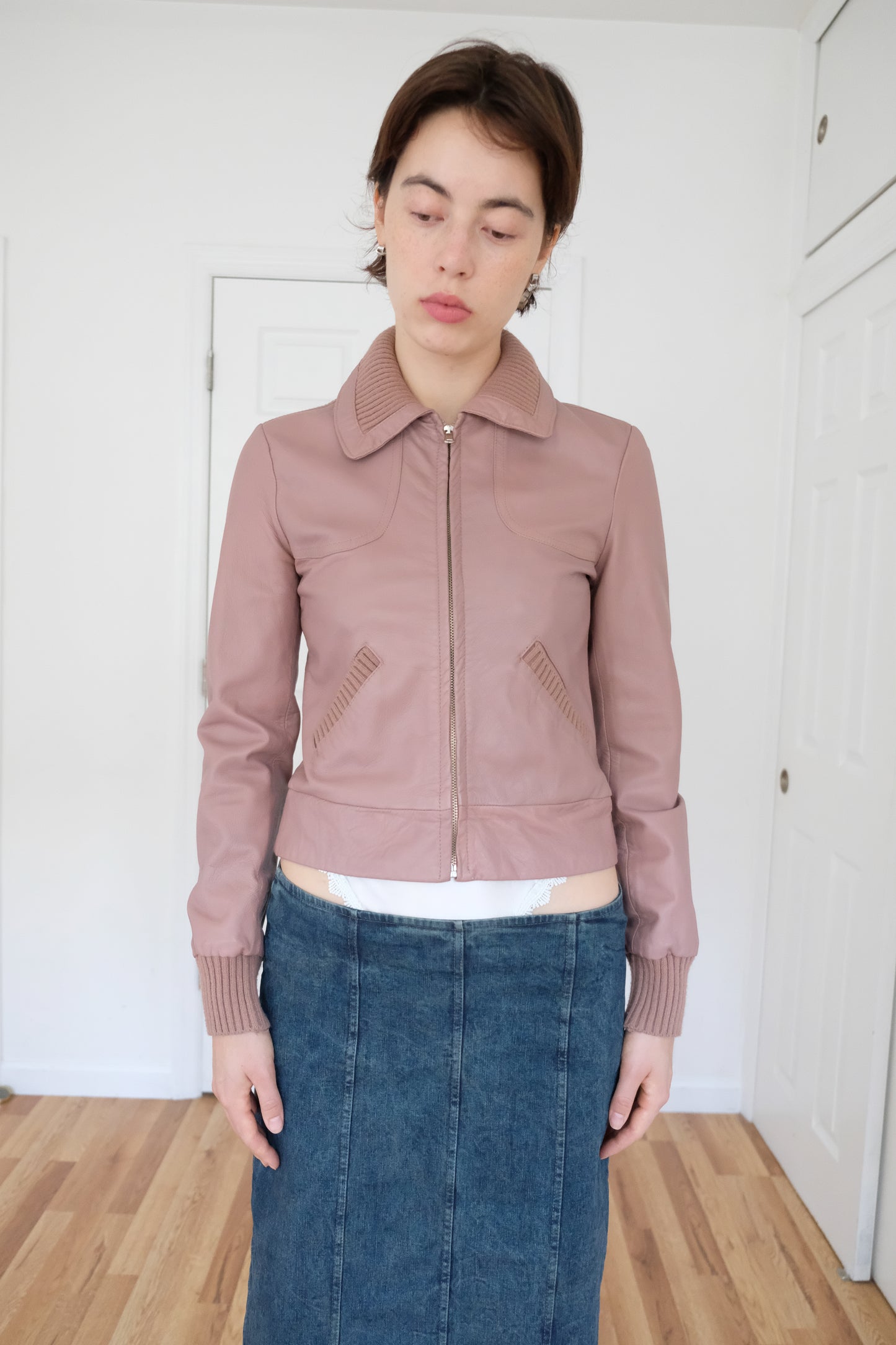 MORGAN DE TOI | LEATHER RIBBED BOMBER