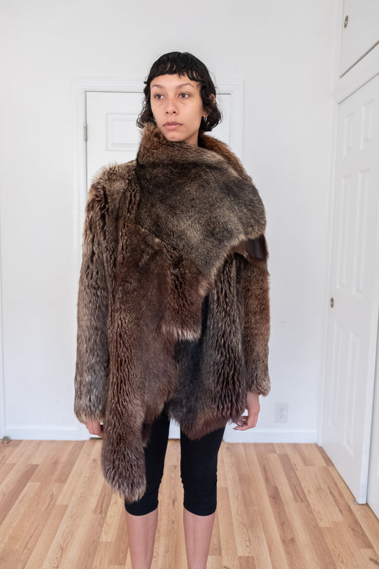 NICOLE FARHI | SHEEPSKIN FUR REVERSIBLE COAT